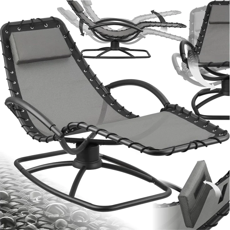 tectake Gartenliege Toulon, 1 St, Ergonomische Gartenliege mit sanfter Schwingfunktion – Bild 1