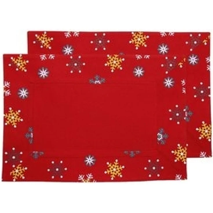 Homescapes Platzset Rotes Tischset Weihnachten mit Schneeflocken – 2er-Set, 30 x 45 cm – Bild 4