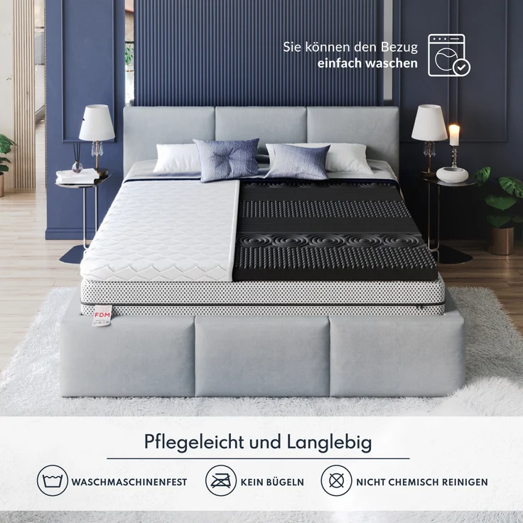 Topper 80x200 cm Matratzenauflage mit HR-Schaum 9 cm Schoner H3 – Bild 7