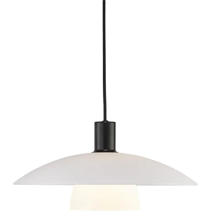 Nordlux Moderne Pendelleuchten Verona Ø 40 Cm Weiß 1-flammig Rund, Schwarz, weiß, Glas, Metall, 2010863001