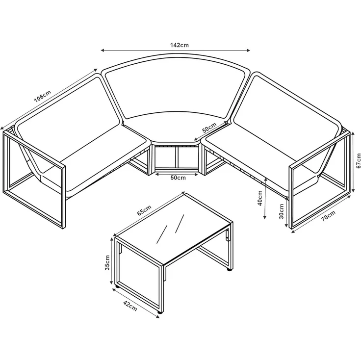 Loungeset Karg Dunkelgrau [casa. pro] – Bild 3