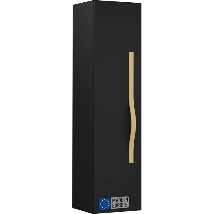 BADEDU FILS Hochschrank 33 cm breit, Schwarz, Griff Gold – Bild 1
