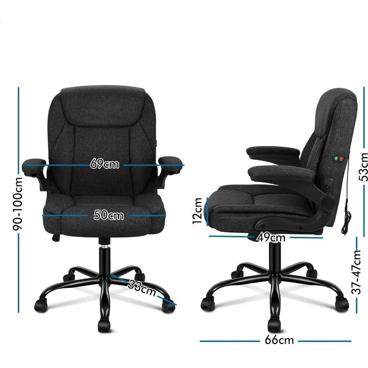 Ergonomischer Massage Büro - Gaming Stuhl Schwarz 150kg – Bild 2