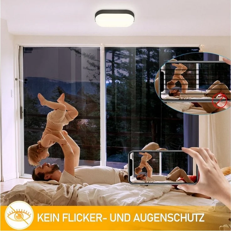 Clanmacy LED Wandleuchte 2-10X LED Feuchtraumleuchte Wasserdicht Deckenleuchten IP54 4000K, Tageslichtweiß – Bild 3