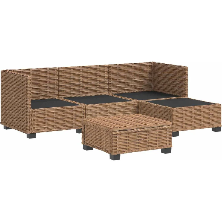 vidaXL 5 Stk. Rattan-Lounge-Set mit Kissen GENDT Naturrattan Natur 3429848 – Bild 4