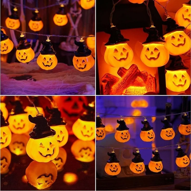 Bomiclss LED-Lichterkette 3M Halloween-LED-Lichterkette mit Kürbis-Laternen – Bild 3