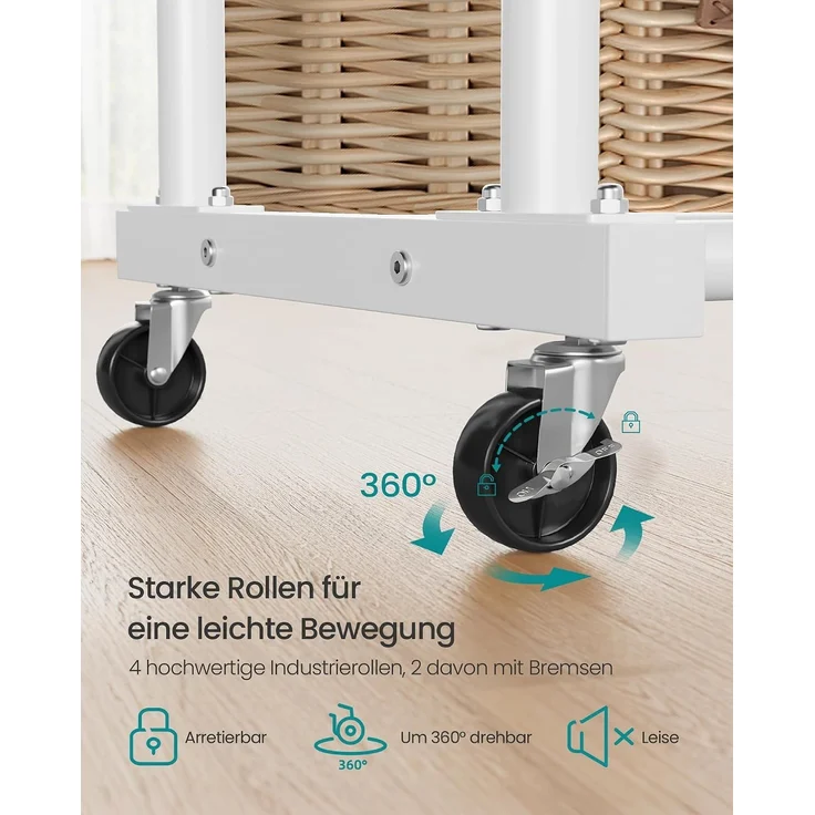 SONGMICS Kleiderständer, Kleiderstange auf Rollen, Garderobenständer, 2 Rollen mit Bremse, weiß – Bild 4