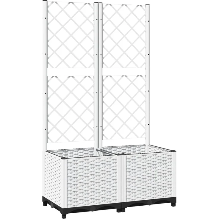 vidaXL Pflanzkübel mit Rankgitter Weiß 80x40x136 cm PP 153282 – Bild 2