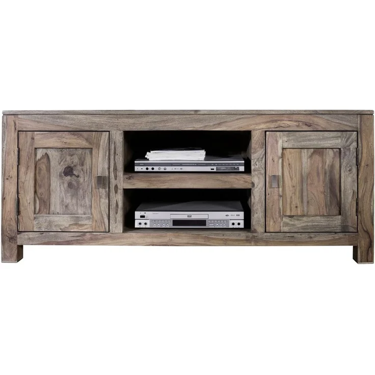 Massivmoebel24 TV-Board (TV-Board Sheesham 145x45x60 grau geölt NATURE GREY #41) – Bild 1