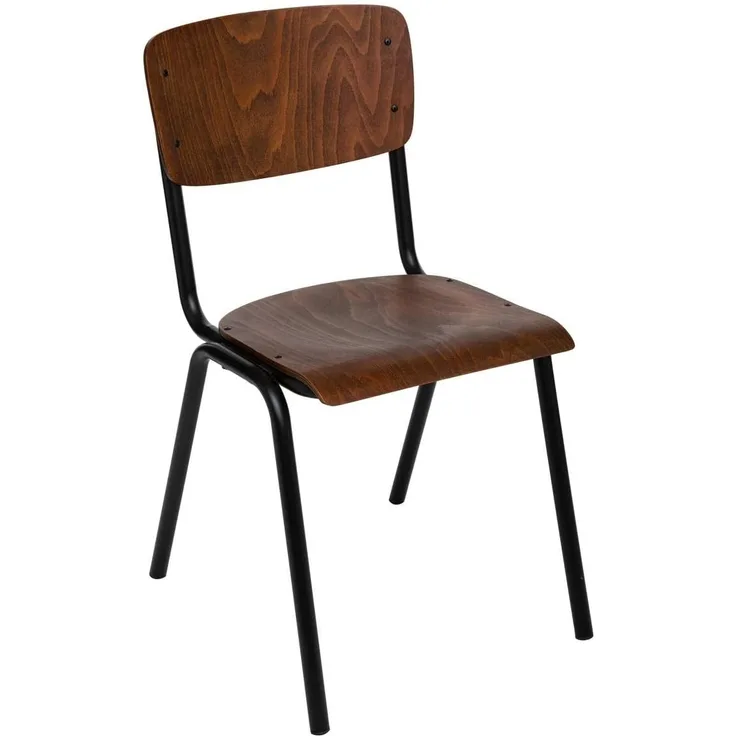 Stuhl im Schul-Stil, Holz, schwarz, Höhe 83 cm, Kolonial - Atmosphera