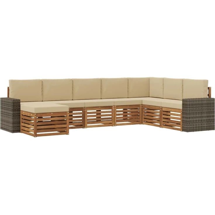vidaXL Outdoor-Sofagarnitur 8 stk. 8-Sitzer Natur und Beige 3384729 – Bild 2