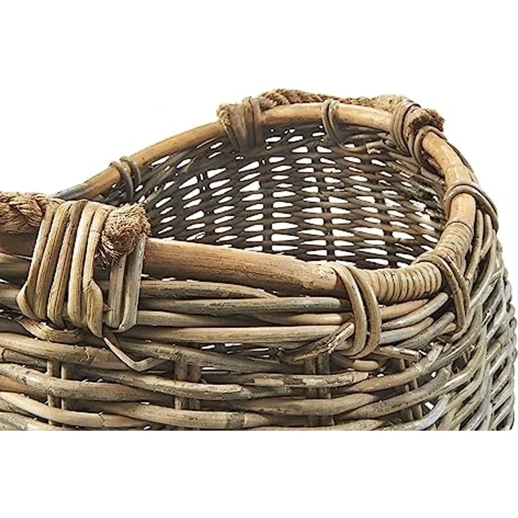 Kobolo Aufbewahrungskorb Korb aus Rattan kubu grey mit Seilgriff oval – Bild 4