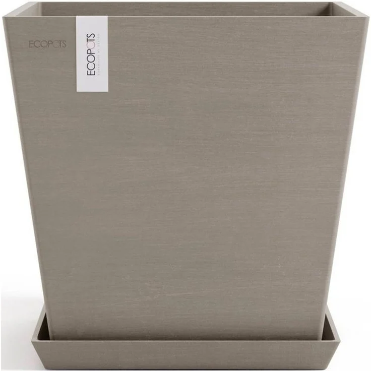 ECOPOTS Blumentopf Rotterdam 35 + Wassersystem Taupe, für innen und außen: frostsicher, bruchsicher und lichtbeständig – Bild 4