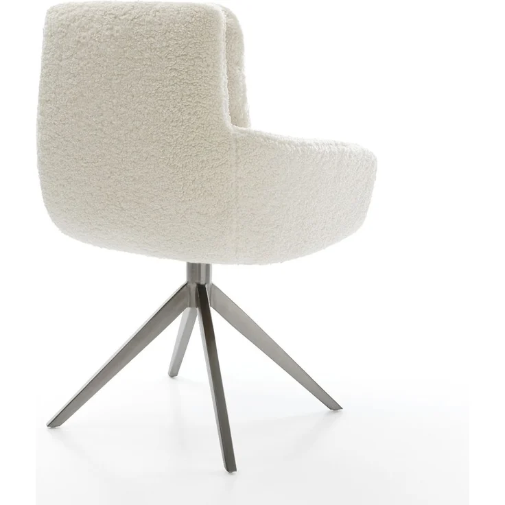 Drehstuhl Abelia-Flex mit Armlehnen Teddystoff Beige Kreuzgestell breit Graphit 360° drehbar Wippfunktion – Bild 5