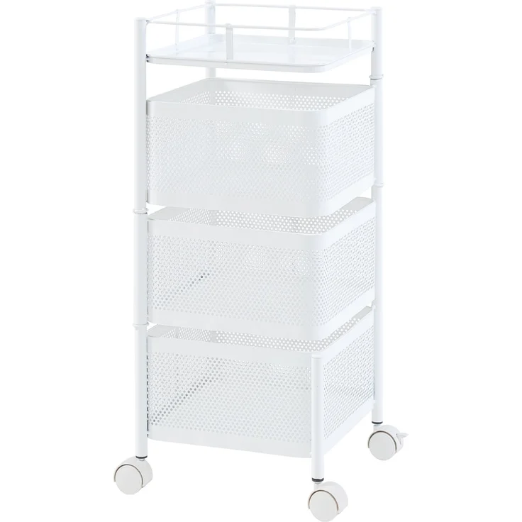 Rollwagen Sunndal mit 3 Ebenen 64,5x27x27cm Weiß [en. casa] – Bild 2