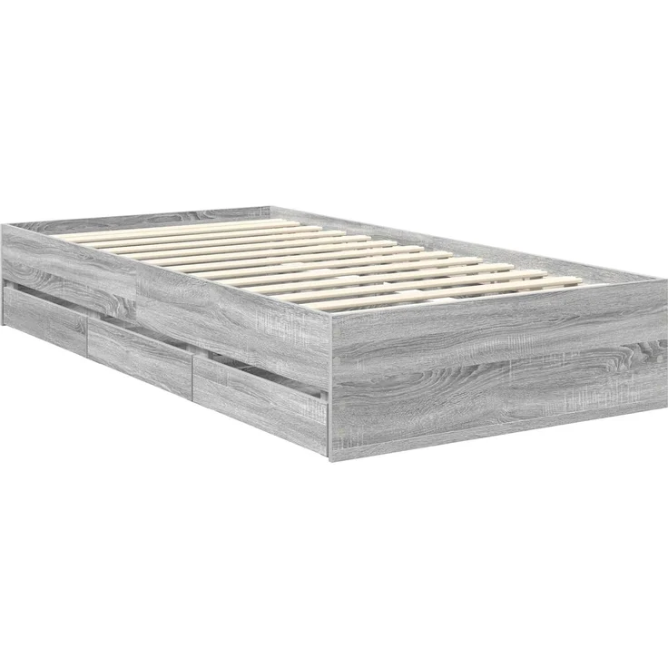 vidaXL Bettrahmen Graues Sonoma 90x200 cm Ingenieurs Holz 3411538 – Bild 5