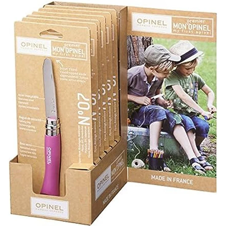 Opinel No 07, Kindermesser, rostfrei, Buchenholz, verschiedene Farben – Bild 6