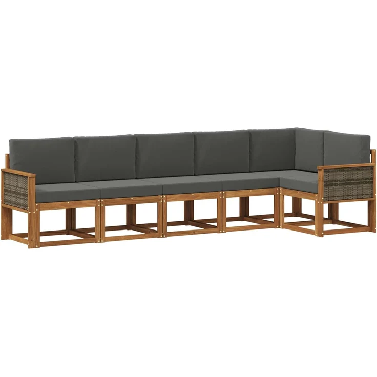 vidaXL Outdoor-Sofagarnitur 6 stk. 6-Sitzer Natur und Anthrazit 3385248 – Bild 2