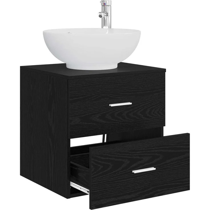 vidaXL Wandmontierter Waschbeckenunterschrank Schwarze Eiche 890303 – Bild 3
