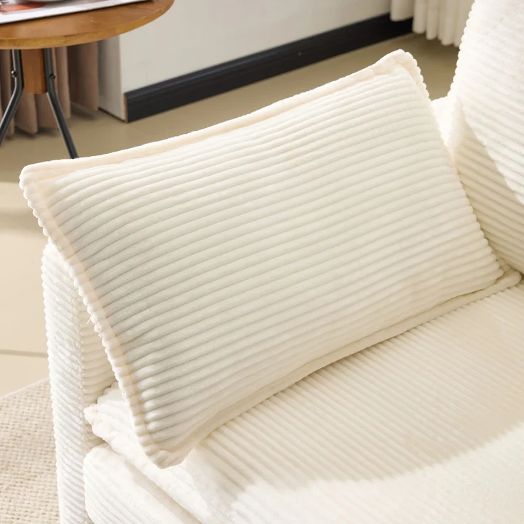2-Sitzer Sofa mit Holzrahmen und Kordstoffbezug mit stabilen Holzfüßen, weichem atmungsaktivem Cord-Stoff,Weiß – Bild 6