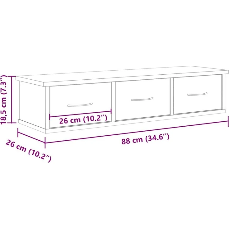 vidaXL Wandschrank Altholz-Optik 88x26x18,5 cm Holzwerkstoff 855860 – Bild 9