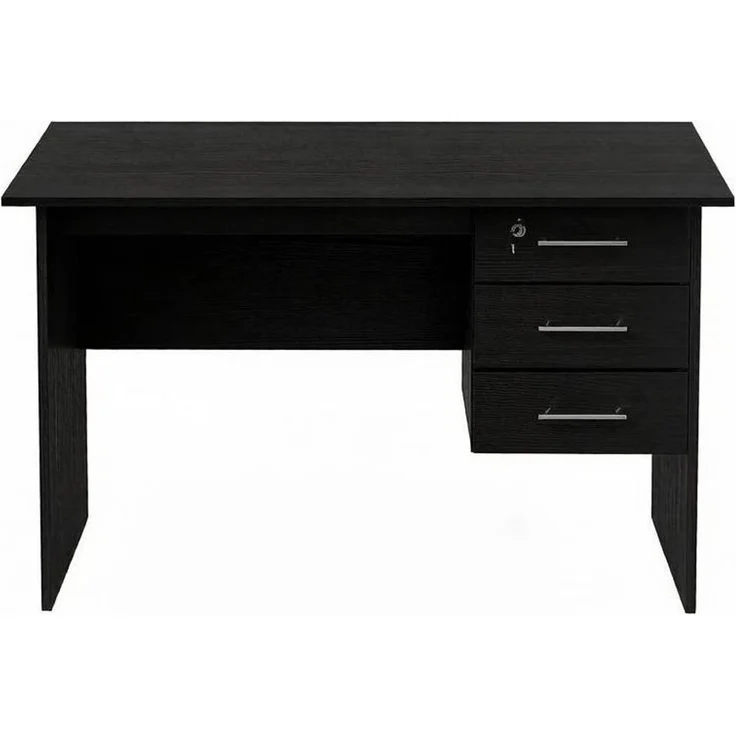 Schreibtisch aus Holz mit 3 Schubladen, 120x60x75 cm, Schwarz – Bild 6