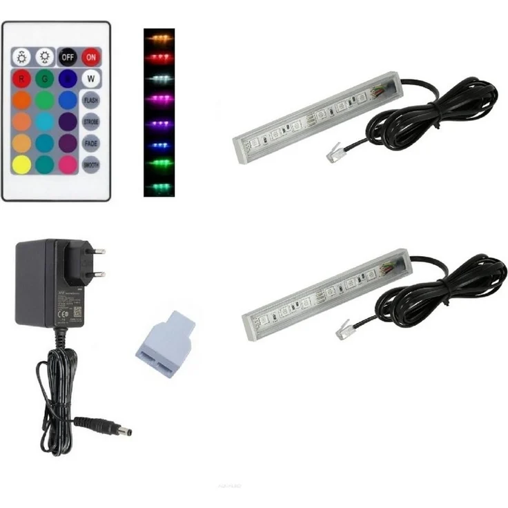QLS LED Unterbauleuchte RGB 12V 2-8 Stück Schwarz, LED fest integriert, Glasbodenbeleuchtung Lichtleiste Fernbedienung 16 Farben Dimmbar – Bild 5