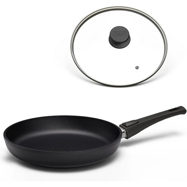 Hoffmann Germany Bratpfanne STONIQ PFAS-frei Ø 20 cm Aluguss Pfanne Induktion – Made in Germany, Aluguss (Set, 2-tlg, 1x Bratpfanne Ø 20 cm + 1x Deckel), abnehmbarer Griff, backofenfest 300°C, spülmaschinengeeignet, 0,8 l – Bild 1