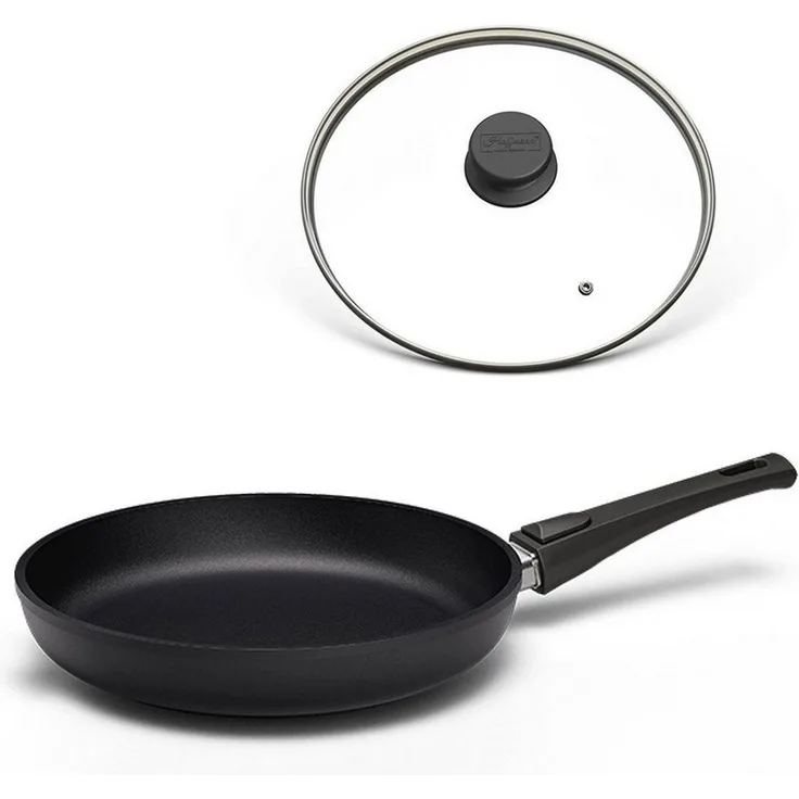 Hoffmann Germany Bratpfanne STONIQ PFAS-frei Ø 20 cm Aluguss Pfanne Induktion – Made in Germany, Aluguss (Set, 2-tlg, 1x Bratpfanne Ø 20 cm + 1x Deckel), abnehmbarer Griff, backofenfest 300°C, spülmaschinengeeignet, 0,8 l