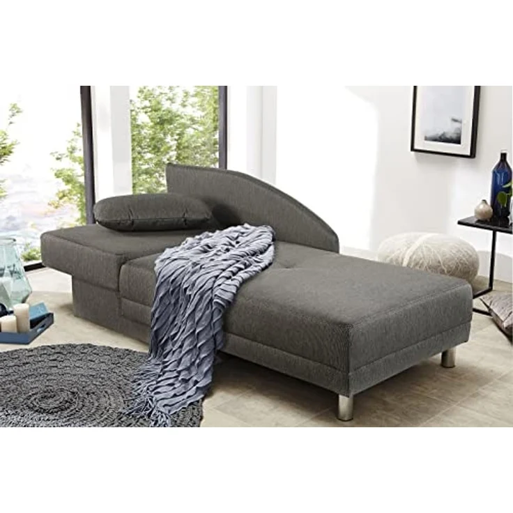 Récamiere-Schlafsofa Federkern Couch Liege Gästebett mit Bettkasten in Grau – Bild 5