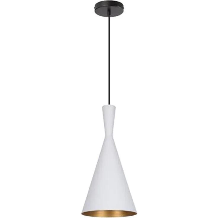 LEDKIA LIGHTING Lennon Hängeleuchte, kegelförmiges Design, höhenverstellbares Kabel, E27 LED-kompatibel, Aluminium, Weiß