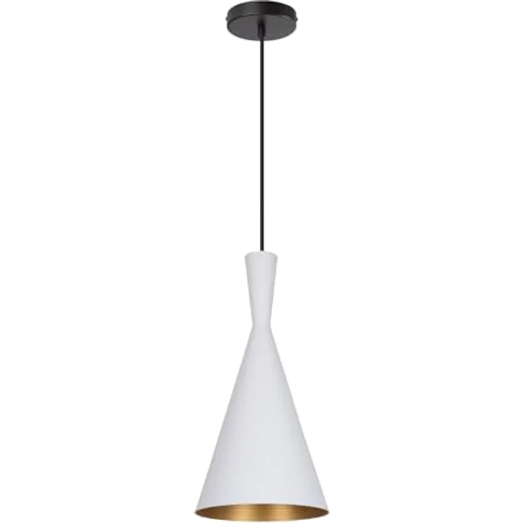 LEDKIA LIGHTING Lennon Hängeleuchte, kegelförmiges Design, höhenverstellbares Kabel, E27 LED-kompatibel, Aluminium, Weiß – Bild 1