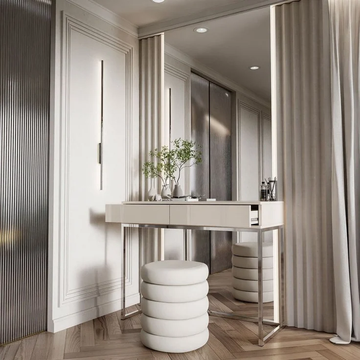 Lookway Konsolentisch BLANCO GLAMOUR Konsole in Kaschmir auf verchromtem Gestell – Bild 2