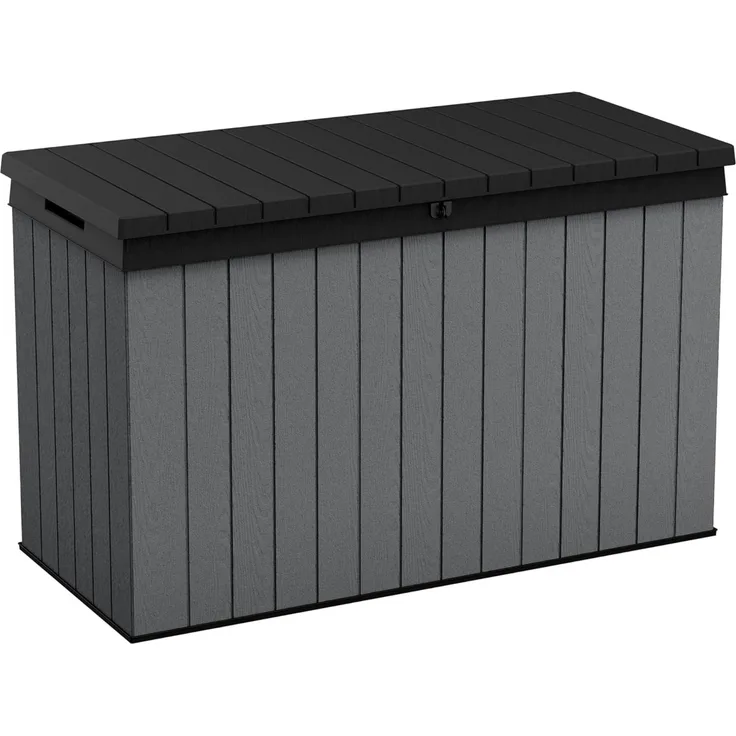 Keter Gartenbox "Darwin" 662 Liter naturgetreue Holzoptik Deckel bis 300 kg belastbar, abschließbar