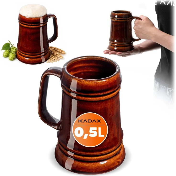 KADAX Bierkrug, 500 ml, großes Geschenk aus Steinzeug – Bild 1