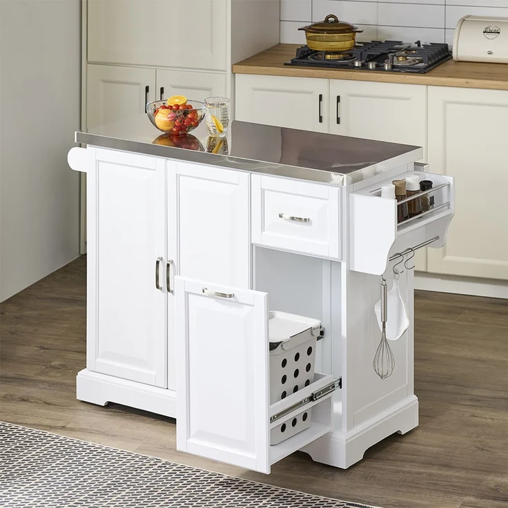 SoBuy FKW128-II-ST Küchenwagen, MDF, Lackiert, Weiß, 107 x 91 x 71 cm – Bild 4