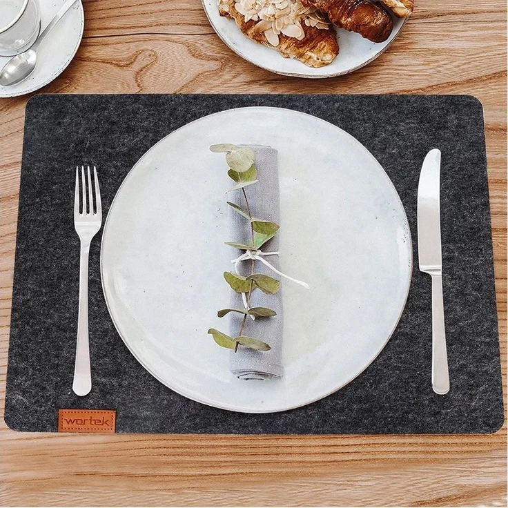 wortek Platzset Tischset 4-teilig Platzset aus Filz Platzdeckchen, (Set, 6-St, 6), waschbare Tisch-Untersetzer Teller-Untersetzer (44 x 32 cm) – Bild 2