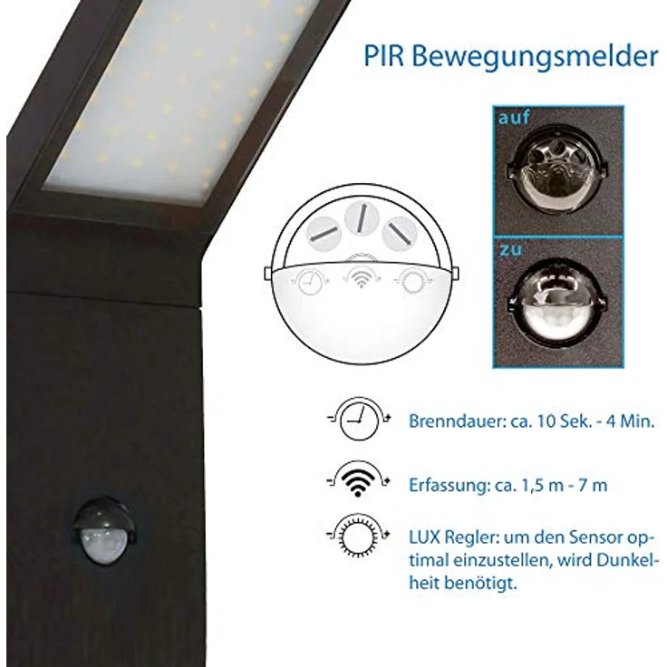 Maxkomfort Außen-Stehlampe 337-800, mit Bewegungsmelder, LED fest integriert, 3000K, Warmweiß, Außenleuchte – Bild 4