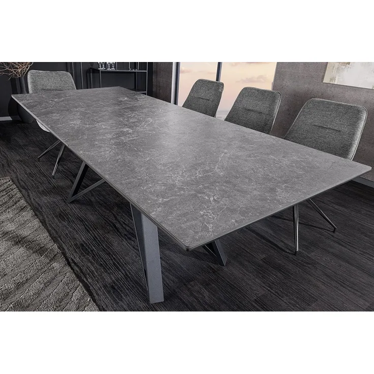 riess-ambiente Esstisch ATLAS 160-200cm graphit grau/schwarz – Keramikplatte, Metallgestell (Einzelartikel, 1-St), ausziehbar für flexible Nutzung – ideal für bis zu 8 Personen