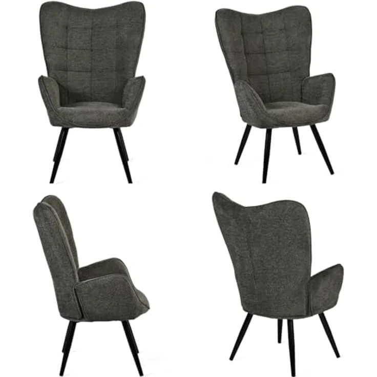 MEUBLE COSY Sessel Relaxsessel Lehnstühle Polstersessel Einzelsofa mit Metallbeinen Ohrensessel für Wohnzimmer Schlafzimmer Büro Vanity, Stoff – Bild 6