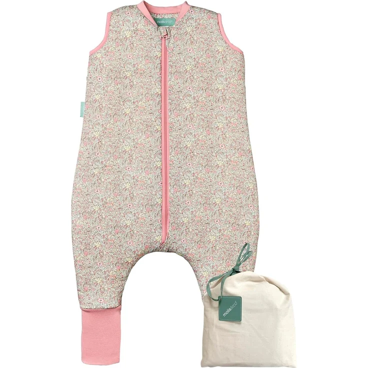 molis&co - Baby Schlafsack mit Füßen und Socke - Ideal für den Winter - Babyschlafsack mit Beinen 2,5 tog - 100% Baumwolle (Oeko-TEX 100), Premium Qualität - Pastel Floral (60 cm)