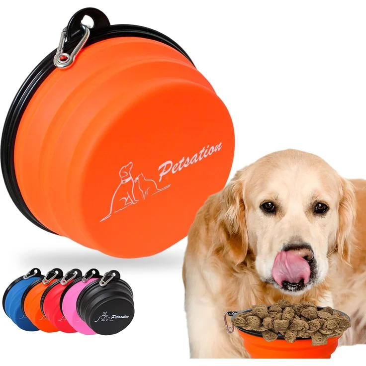 PETSATION Hundenapf faltbar 350 ml, Silikon orange – Bild 2
