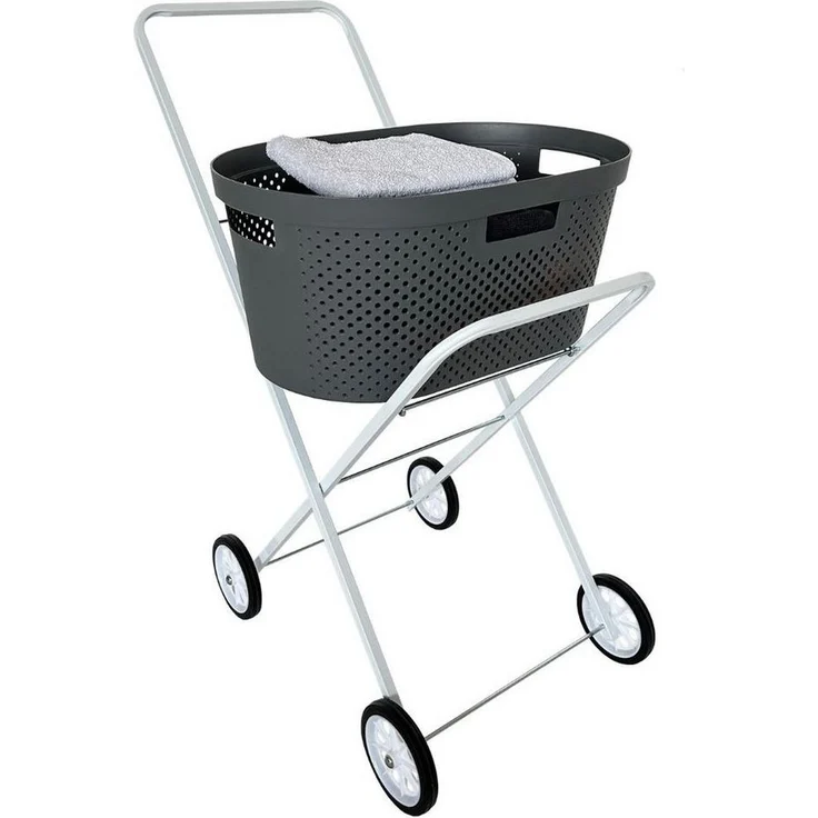 abc HOME Wäschekorb Wäschekorbwagen, Ablagefläche, Klappbar, Weiß, Metall, 92 cm H – Bild 3