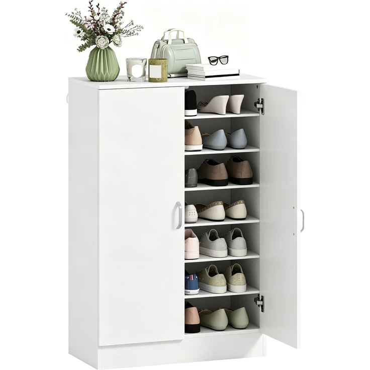 HOMCOM Schuhschrank, Spanplatte, Weiß, 70L x 35B x 108H cm – Bild 1