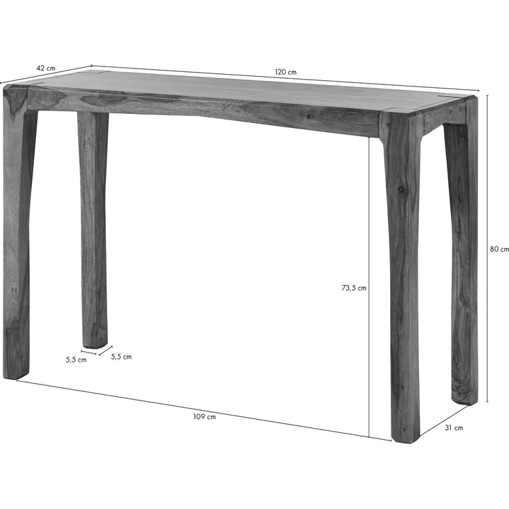 Konsolentisch Sheesham 120x42x80 braun lackiert ANCONA #103 – Bild 8