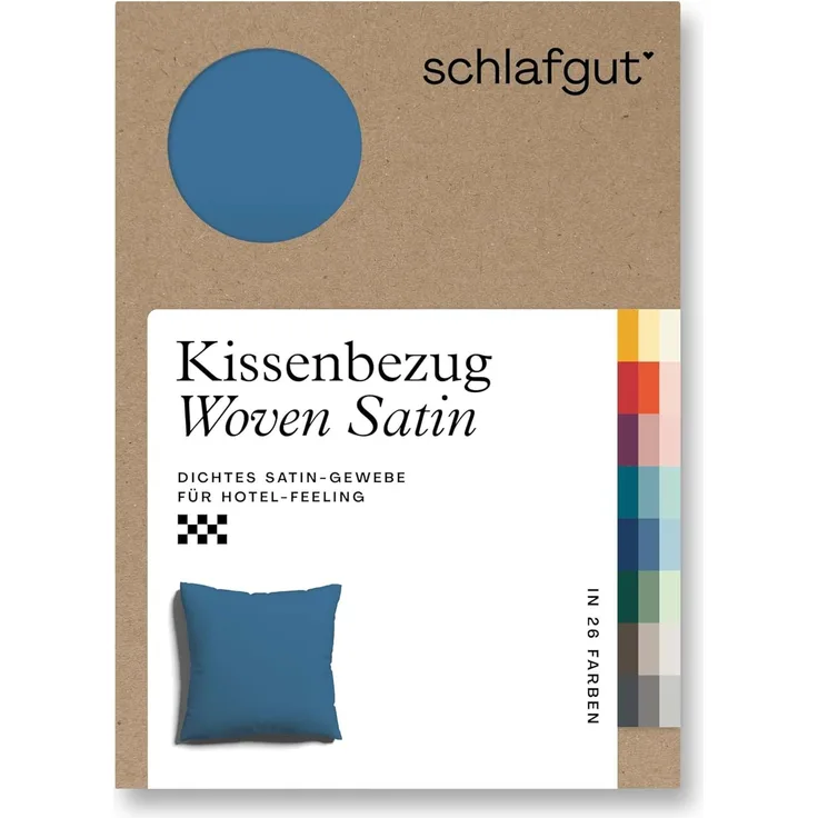 Schlafgut Woven Satin Bettwäsche | Kissenbezug einzeln 80x80 cm | blue-mid