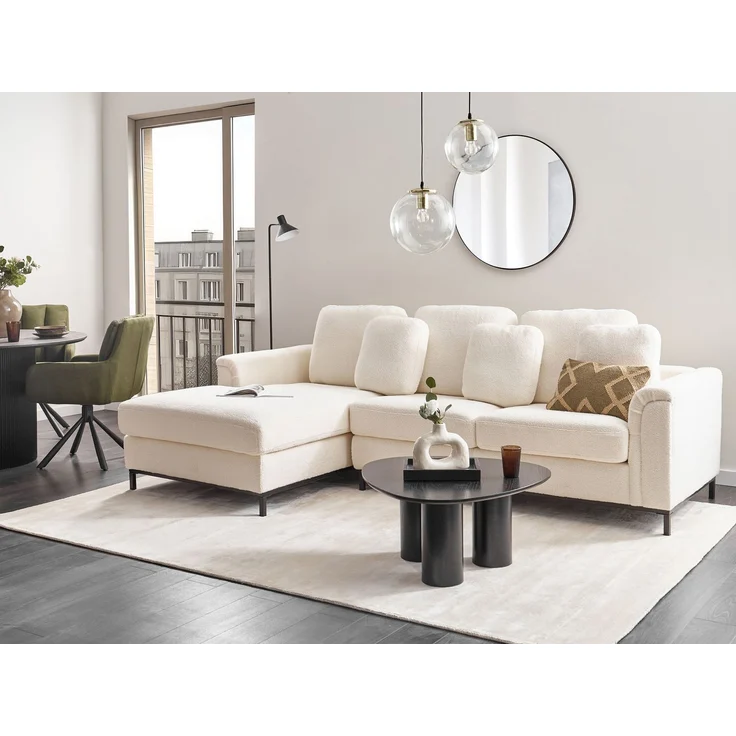 Rechtsseitiges Ecksofa OSLO Bouclé Weiß Rechtsseitig – Bild 3