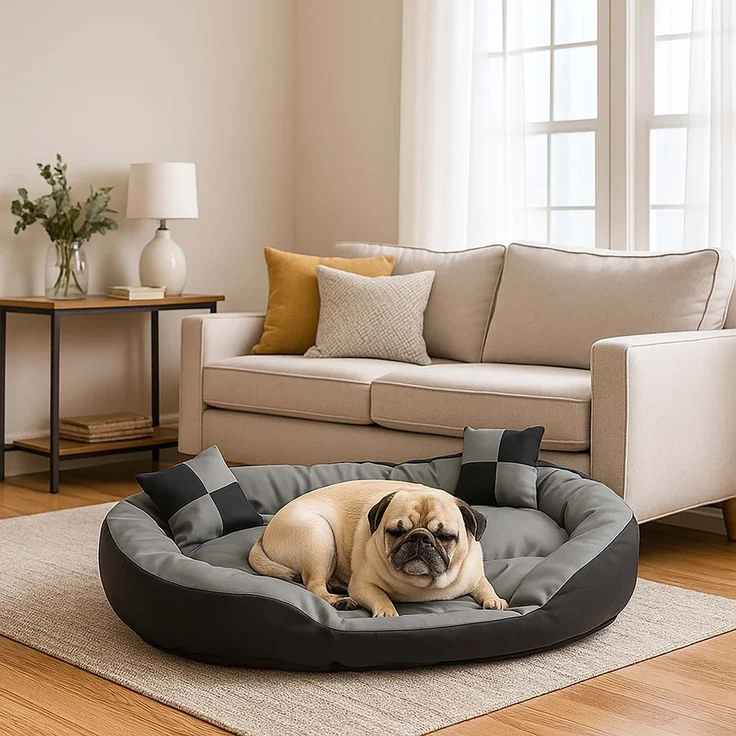 Hossis Wholesale Big Tier Sofa Hundebett M 85x70x20cm | Kuschelig & waschbar | Hundekorb mit Wendekissen & 2 Zierkissen | Welpenbett aus 100% Polyester | Bequem, pflegeleicht & geruchsfrei – Bild 6