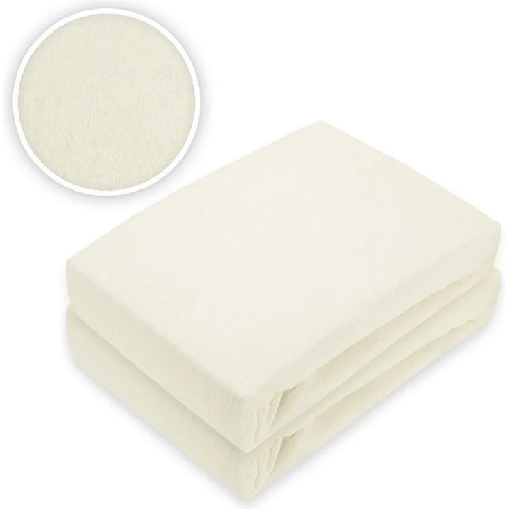 Doppelpack Frottee Spannbettlaken 90 - 100 x 200 cm Naturweiss – Bild 2