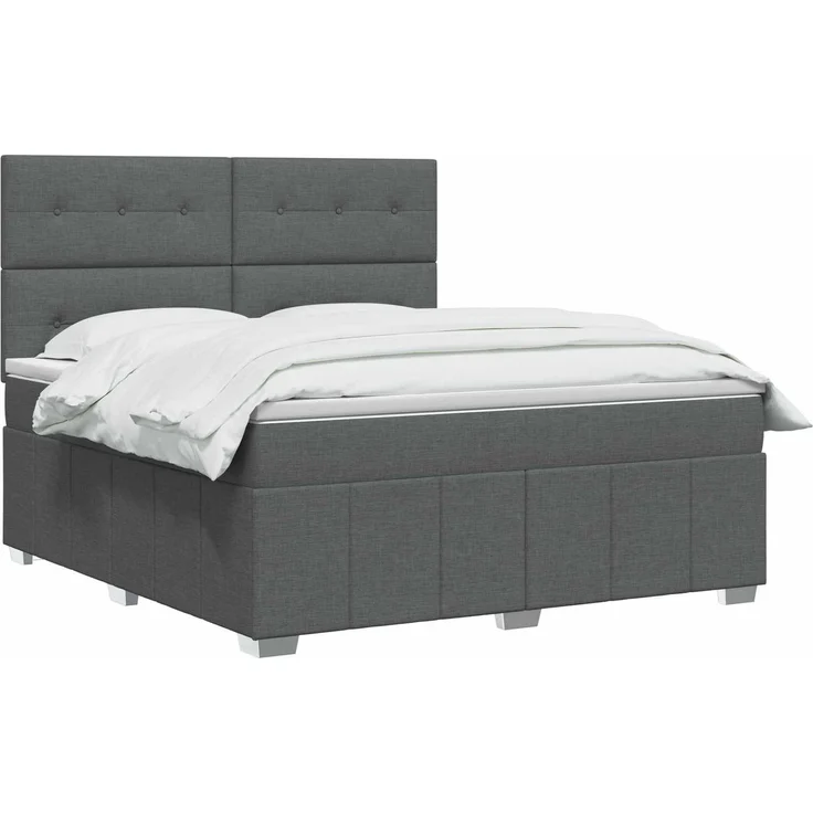vidaXL Boxspringbett mit Matratze Dunkelgrau 140 x 190 cm Stoff 3454135 – Bild 3